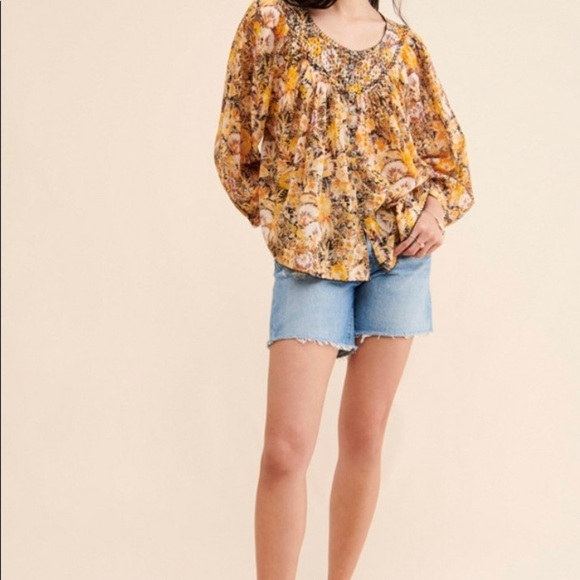 We The Free Floral Top With Top Stitch Detailing - Picture 4 of 8